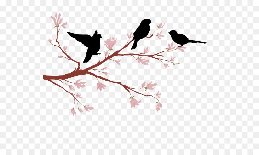 Lovebird Branch Silhouette - Peach Tree birds png download - 600*527 - Free Transparent Bird png Download.