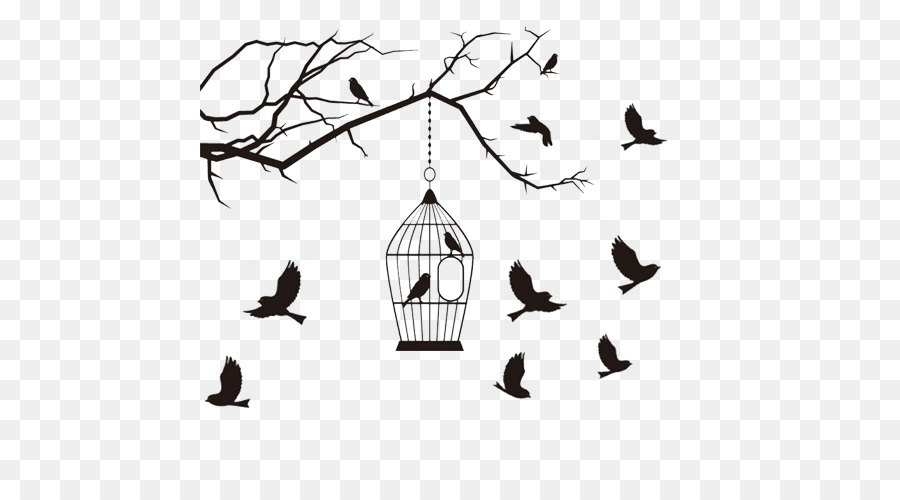 Bird Silhouette Clip art - Cage with birds png download - 500*500 - Free Transparent Bird png Download.