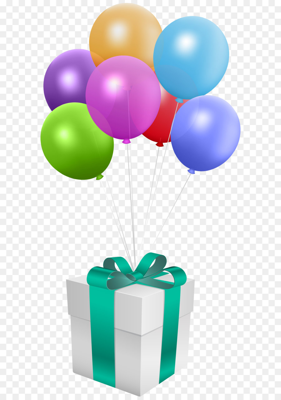 Balloon Gift Birthday Clip art - Gift with Balloons Transparent PNG Clip Art Image png download - 2543*5000 - Free Transparent Birthday png Download.