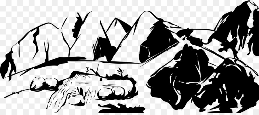 Mountain Black and white Clip art - pond png download - 2400*1051 - Free Transparent Mountain png Download.