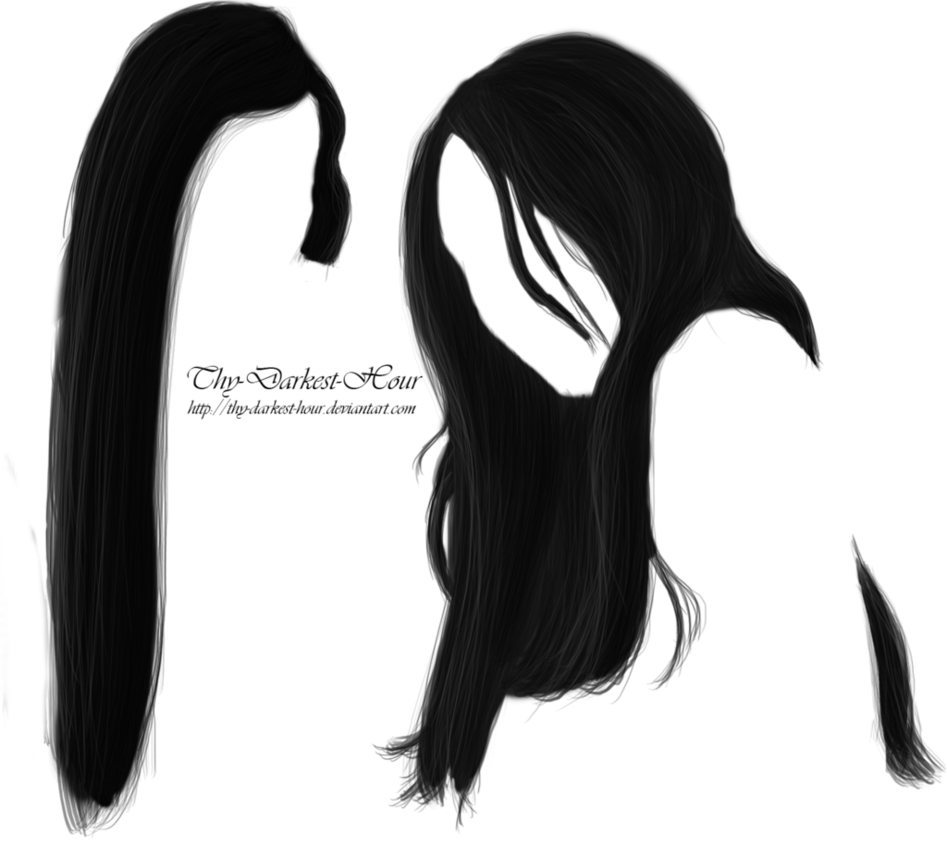 Black hair Hairstyle Drawing - long hair png download - 947*844 - Free
