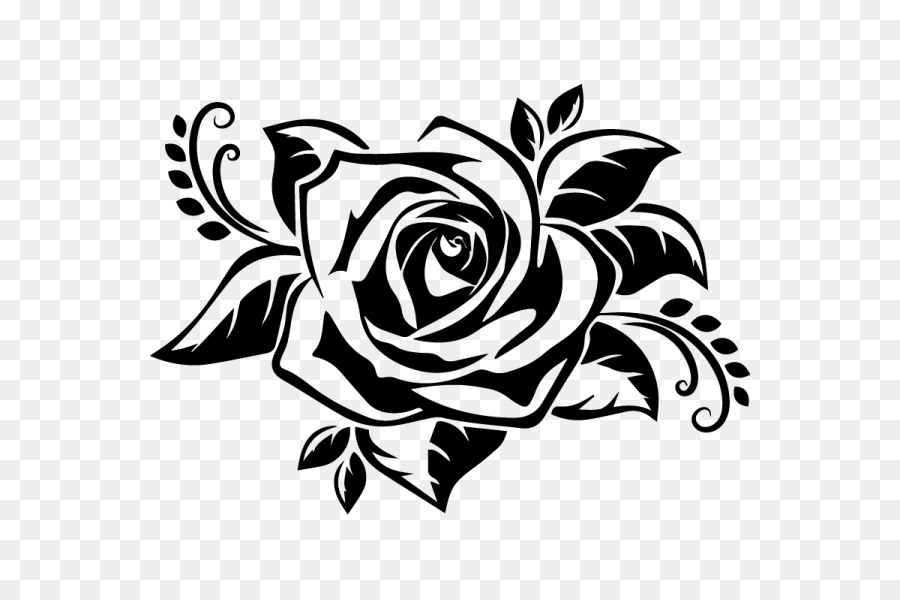 Stencil Drawing Silhouette Rose - Silhouette png download - 600*600 - Free Transparent Stencil png Download.
