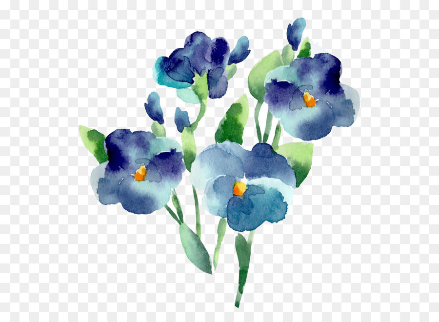 Flower Blue Watercolor painting - Blue flowers png download - 1024*1024 - Free Transparent Watercolour Flowers png Download.