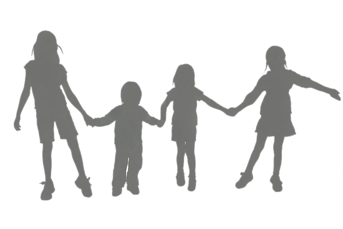 children holding hands silhouette
