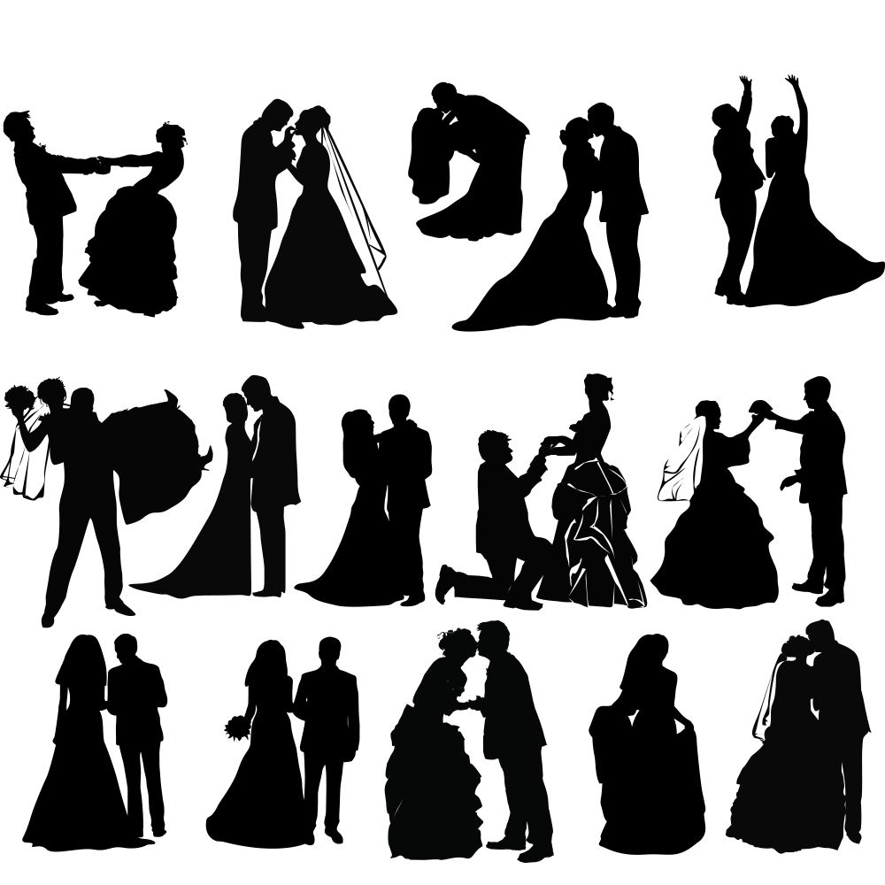 vector bride and groom silhouette

