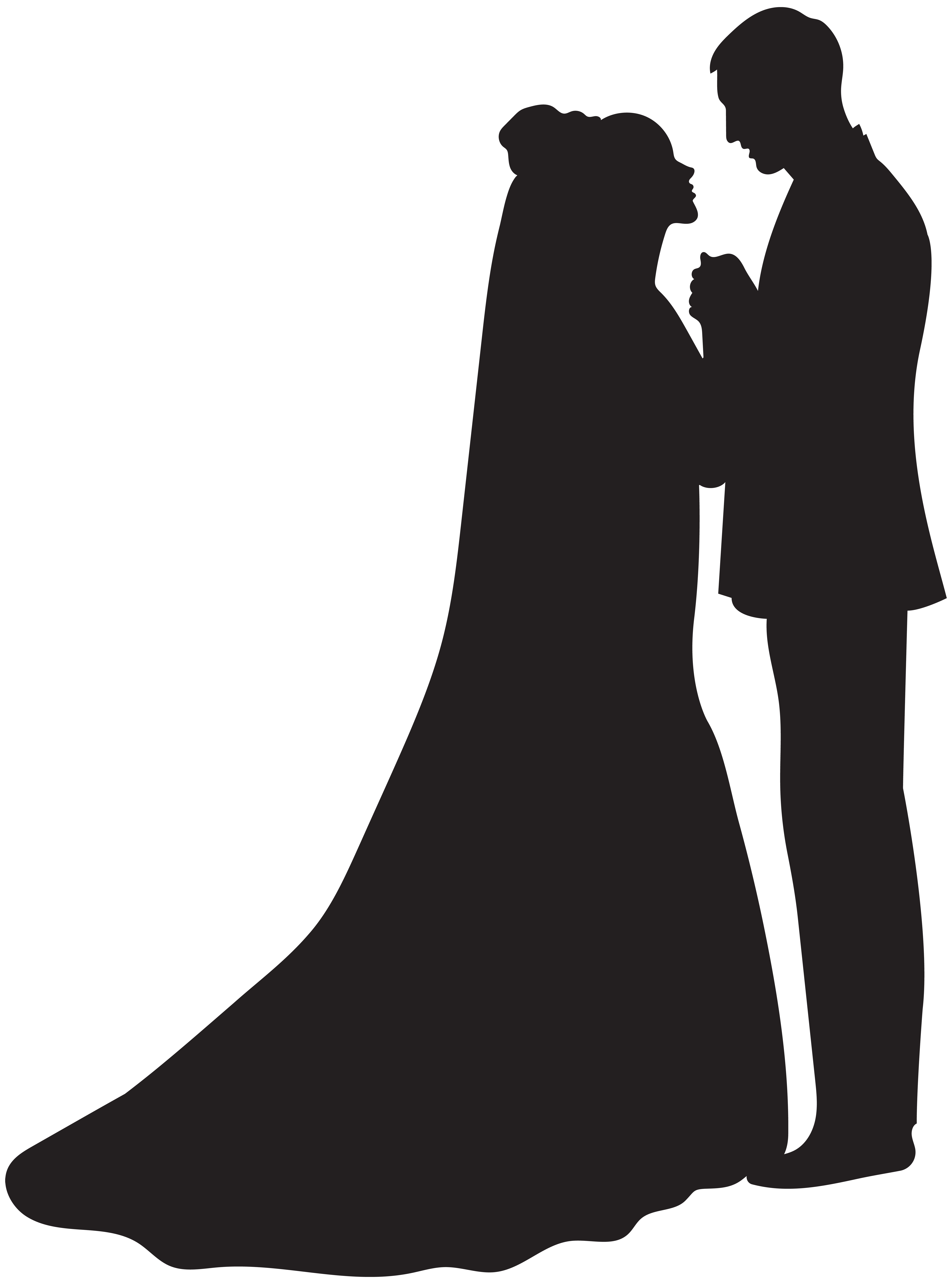 silhouette bride and groom cartoon
