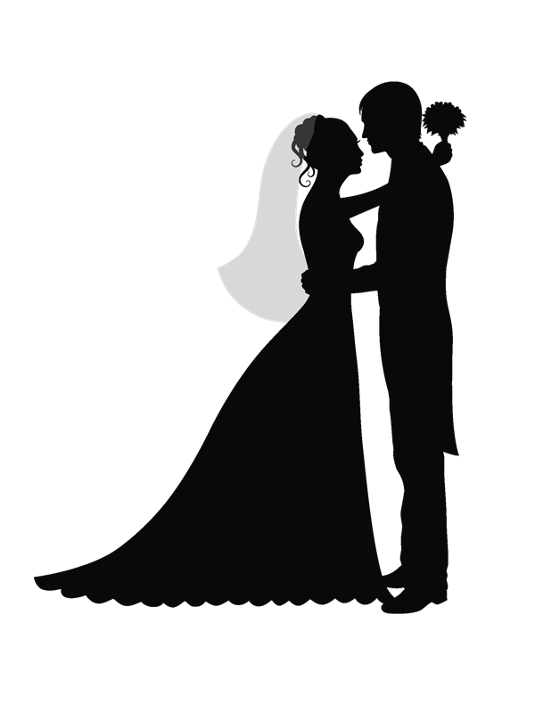 bride and groom silhouette
