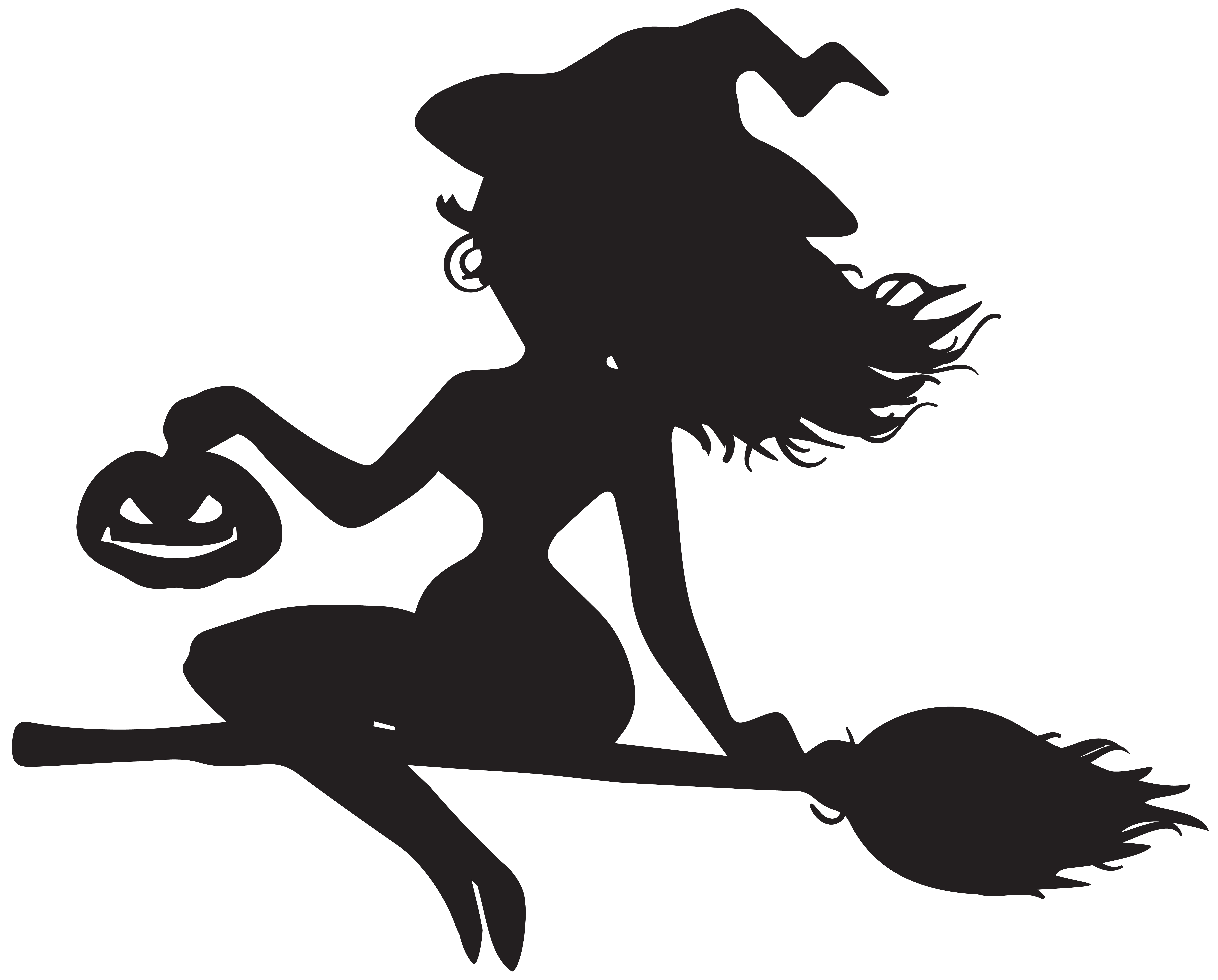 Witchcraft Broom Clip Art Witch On Silhouette PNG Png.