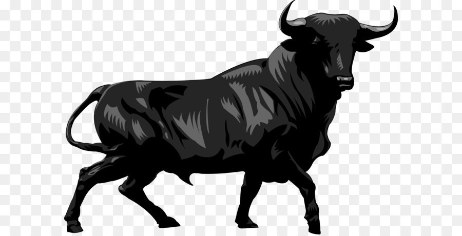 Charging Bull Wall Street Illustration - Vector painted great black png download - 2009*1413 - Free Transparent Cattle png Download.