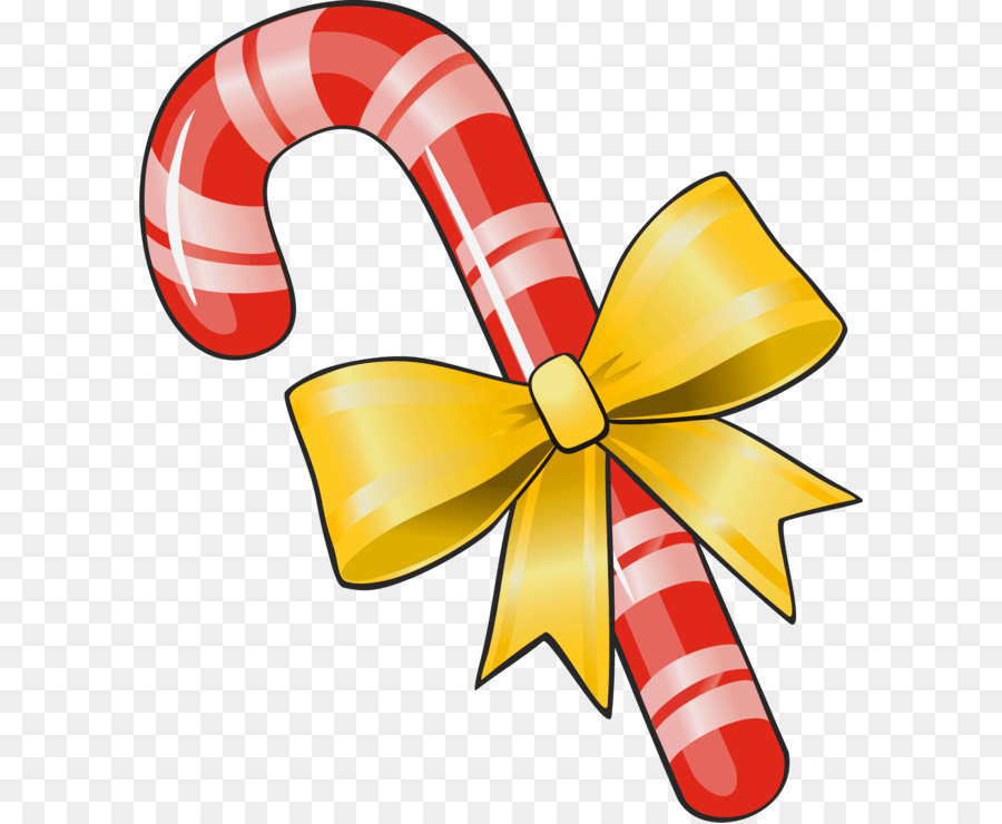 Candy cane Lollipop Clip art - Transparent Christmas Candy Cane with Yellow Bow PNG Clipart png download - 1502*1708 - Free Transparent Candy Cane png Download.