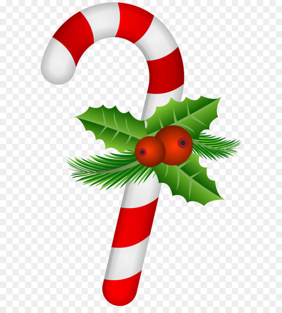 Candy cane Christmas Clip art - Candy Cane with Holly Transparent PNG Clip Art png download - 5277*8000 - Free Transparent Candy Cane png Download.