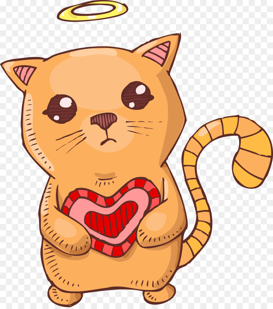 Cats Cartoon Illustration - Love angel cartoon cat png download - 1490*1678 - Free Transparent Cats png Download.