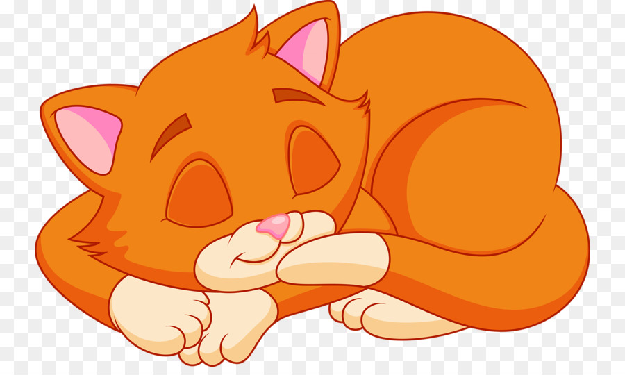 Cat Kitten Cartoon Clip art - Yellow cartoon cat sleeping png download - 800*528 - Free Transparent Cat png Download.