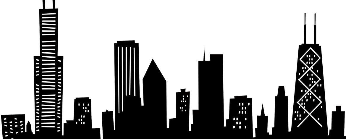 silhouette chicago skyline drawing
