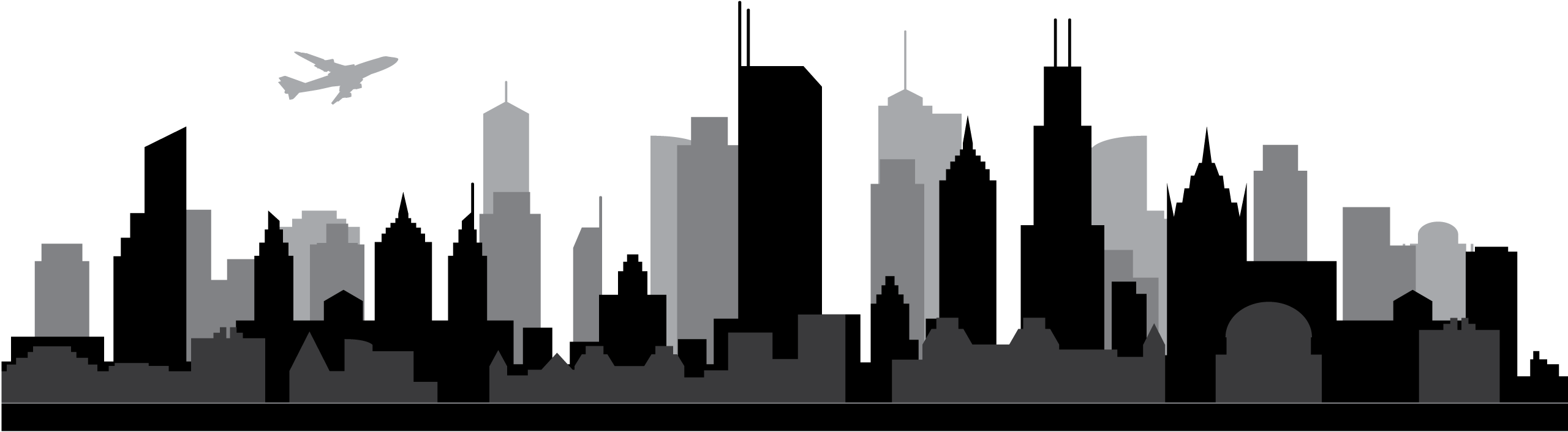 Chicago Skyline Silhouette - skyline png download - 2560*706 - Free
