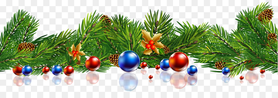 Christmas New Year Clip art - Transparent Christmas Pine Decor Balls PNG Clipart Image png download - 6537*2255 - Free Transparent Christmas  png Download.