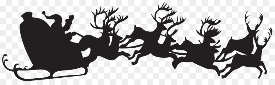 Santa Claus Reindeer Christmas Silhouette Clip art - Sleigh Silhouette Cliparts png download - 8000*2469 - Free Transparent Santa Claus png Download.