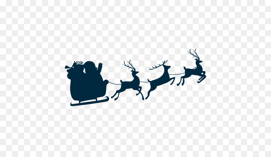 Reindeer Santa Claus Vector graphics Sled Silhouette - christmas silhouette png sleigh png download - 512*512 - Free Transparent Reindeer png Download.