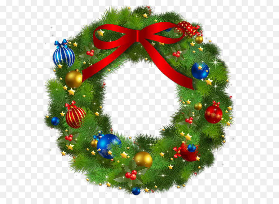 Wreath Christmas Clip art - Transparent Christmas Pine Wreath with Red Bow PNG Picture png download - 4000*3968 - Free Transparent Christmas  png Download.