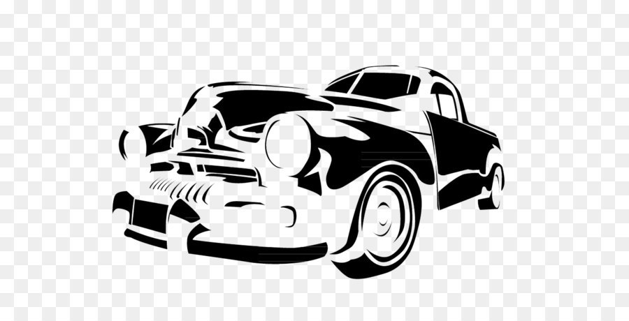 Vintage car Stencil Illustration - Black and white hand-drawn cartoon illustration of old cars png download - 1000*707 - Free Transparent Car png Download.