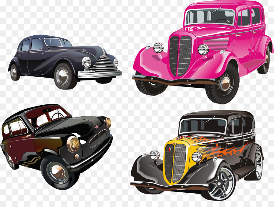 Classic car Vintage car - Four classic cars vector png download - 6263*4595 - Free Transparent Car png Download.