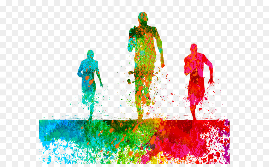 Trail running Sport Cross country running Marathon - Watercolor run silhouette figures png download - 639*551 - Free Transparent Running png Download.