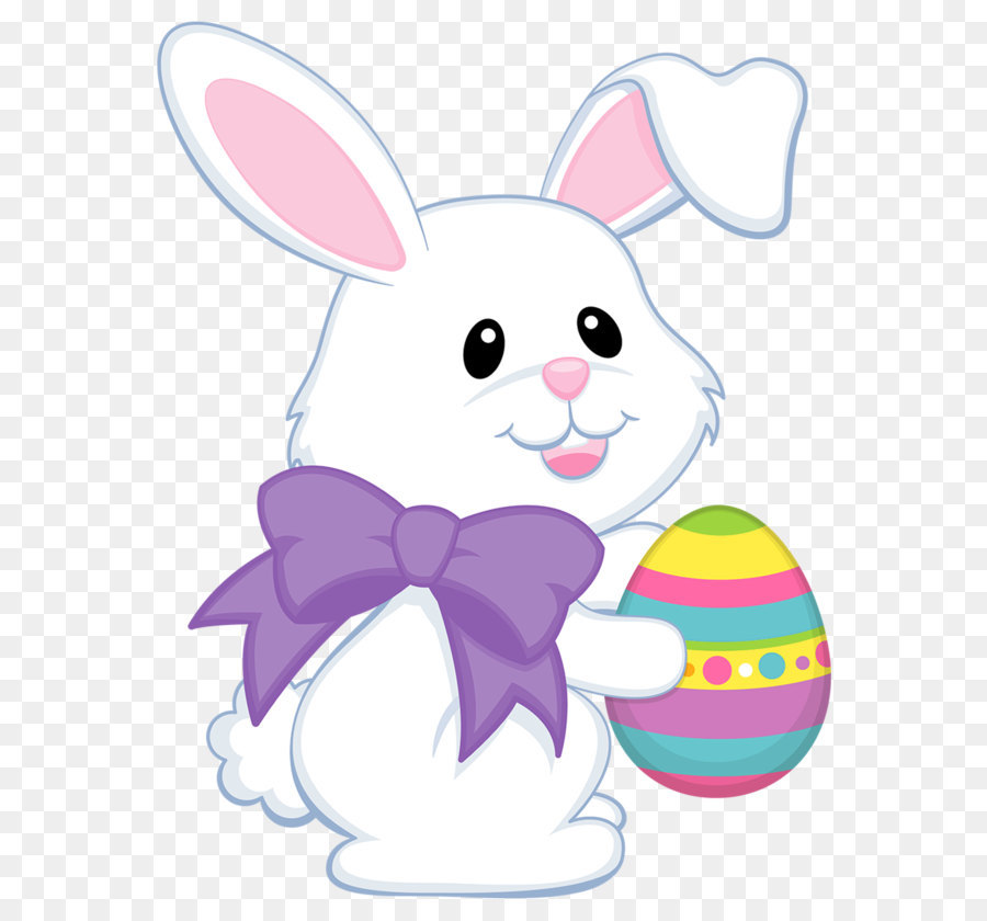 Easter Bunny Easter egg Easter basket Clip art - Easter Cute Bunny with Purple Bow Transparent PNG Clipart png download - 1058*1358 - Free Transparent Easter Bunny png Download.