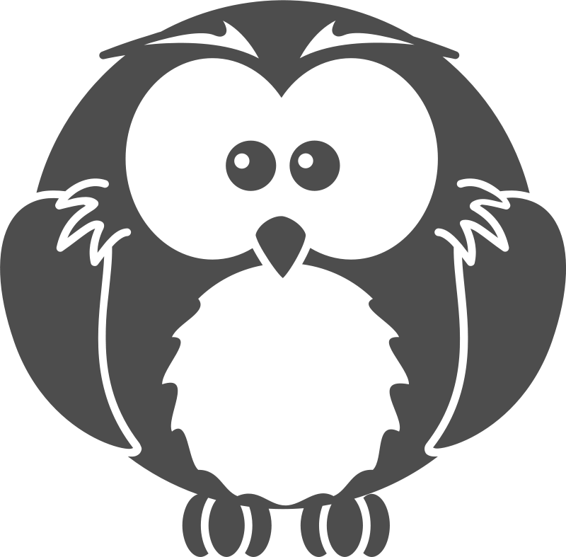cute owl black and white clipart
