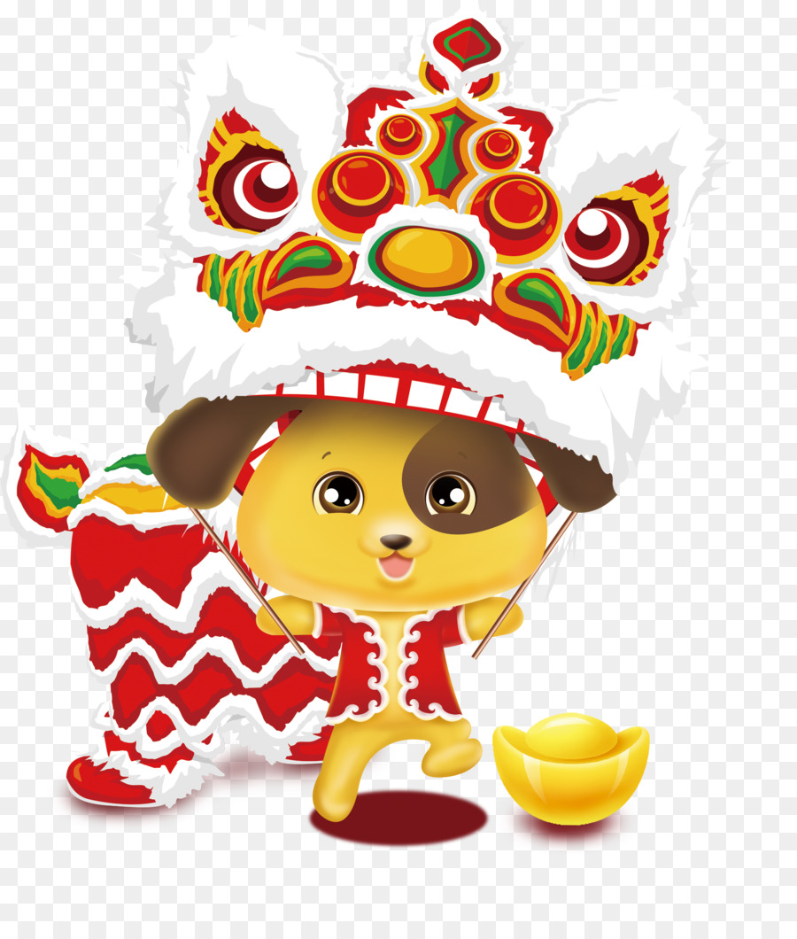 Chinese New Year Dog New Years Eve New Years Day - Dancing lion puppy png download - 2044*2363 - Free Transparent Chinese New Year png Download.
