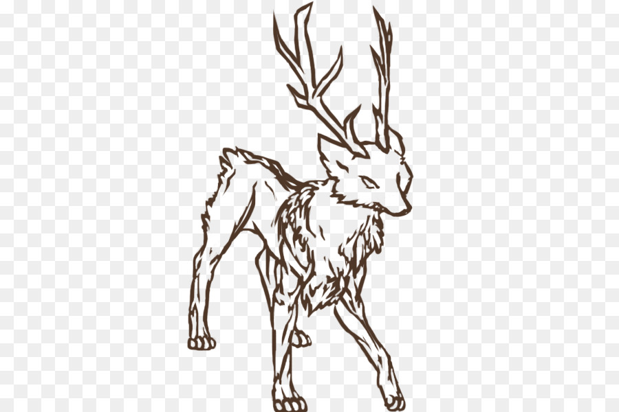 Reindeer Dog Drawing Clip art - Wolf Outline png download - 600*600 - Free Transparent Reindeer png Download.