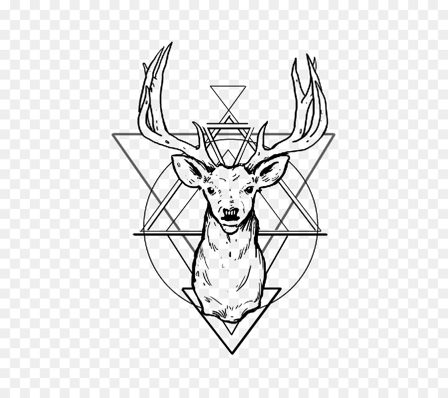 White-tailed deer Tattoo Antler Drawing - geometric background png download - 800*800 - Free Transparent Deer png Download.