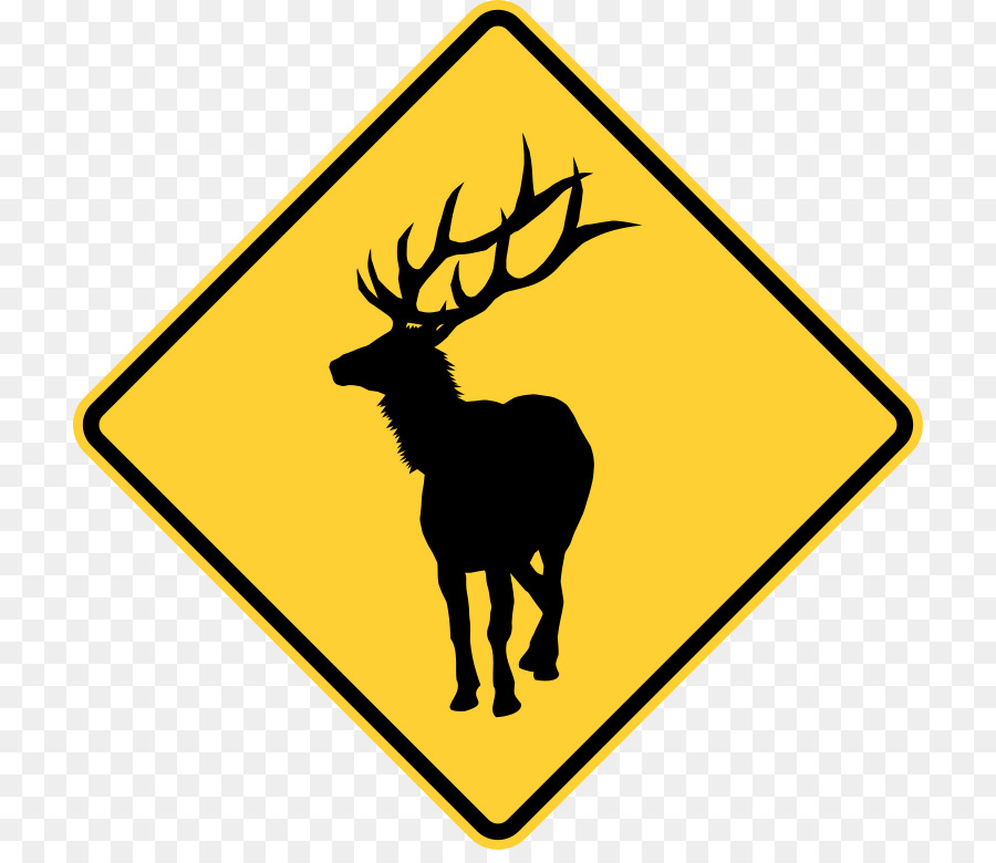 Deer Traffic sign Warning sign Moose Signage - Rocky Mountain Elk png download - 768*768 - Free Transparent Deer png Download.