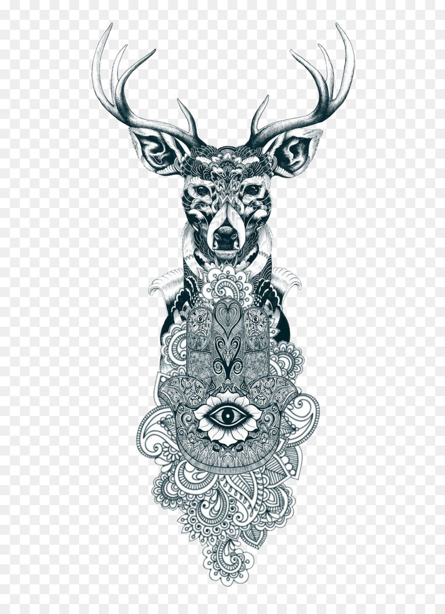 Reindeer Tattoo Drawing Gray wolf - Tattoo png download - 658*1240 - Free Transparent Deer png Download.