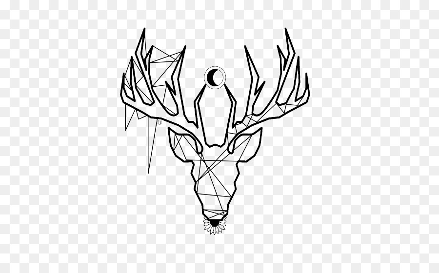 Drawing Antler Line art White Clip art - Deer Tattoo png download - 500*552 - Free Transparent Drawing png Download.
