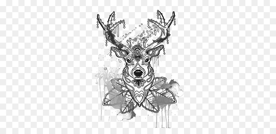 Deer Sleeve tattoo Body art Sticker - Tattoo png download - 600*426 - Free Transparent Deer png Download.