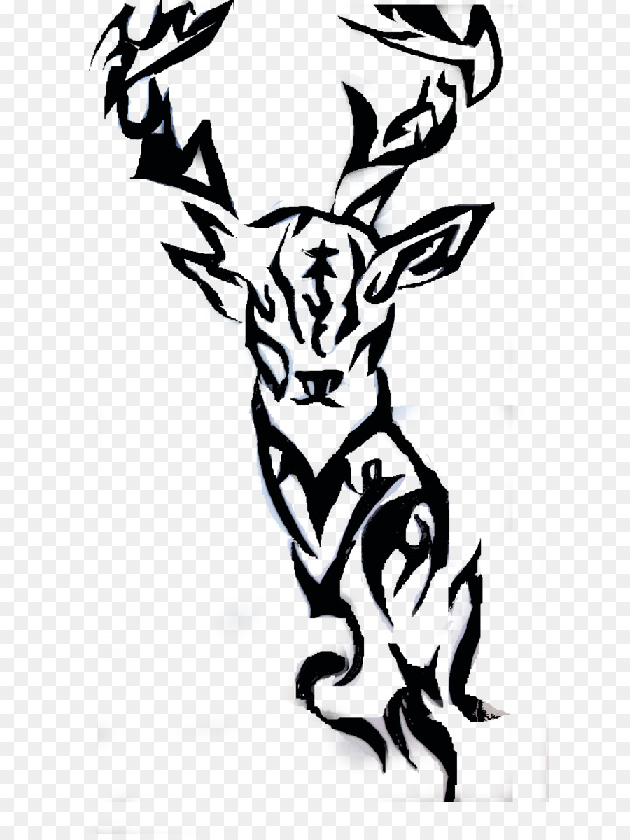 Koi White-tailed deer Elk Tattoo - Tribal Deer Head Tattoos png download - 670*1191 - Free Transparent Koi png Download.