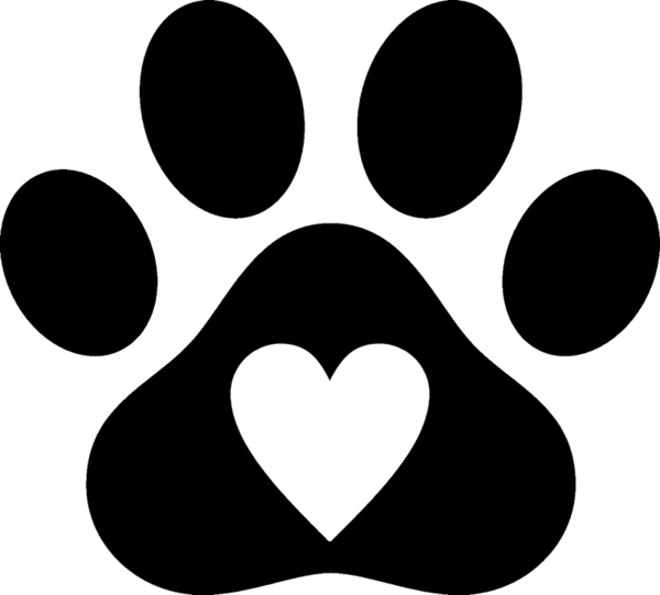 transparent dog paw with heart
