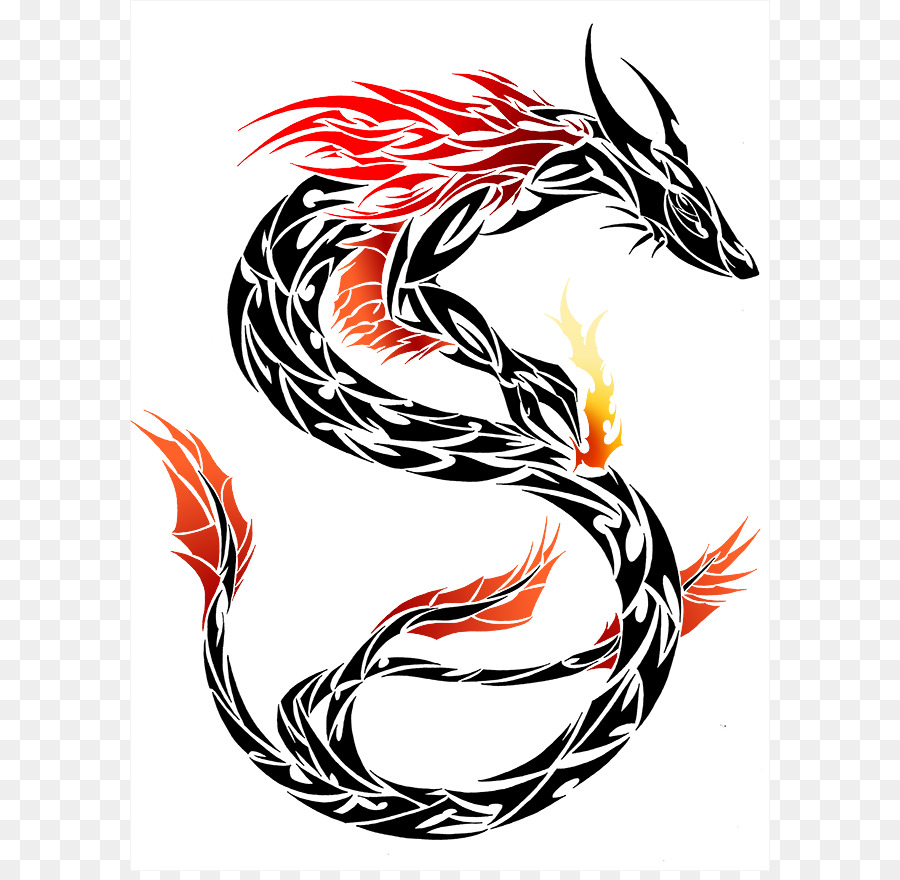 Chinese dragon Tribe Tattoo Clip art - Fire Breathing Dragon Tattoo png download - 640*871 - Free Transparent Chinese Dragon png Download.
