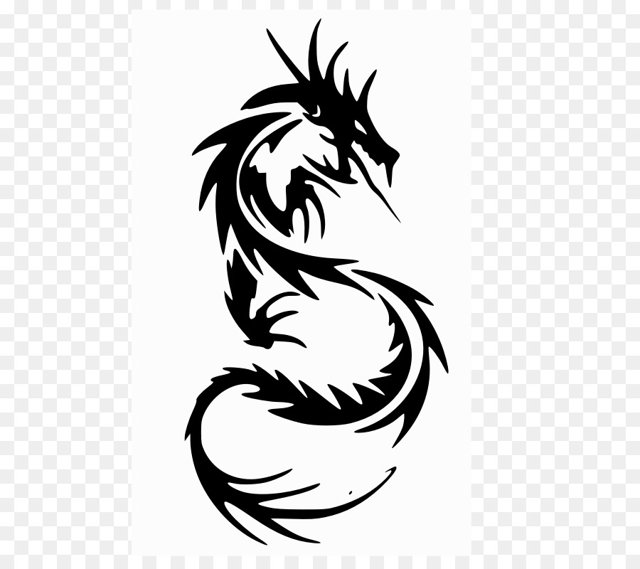 White dragon Tattoo Chinese dragon Clip art - Dragon Silhouette png download - 800*800 - Free Transparent Dragon png Download.