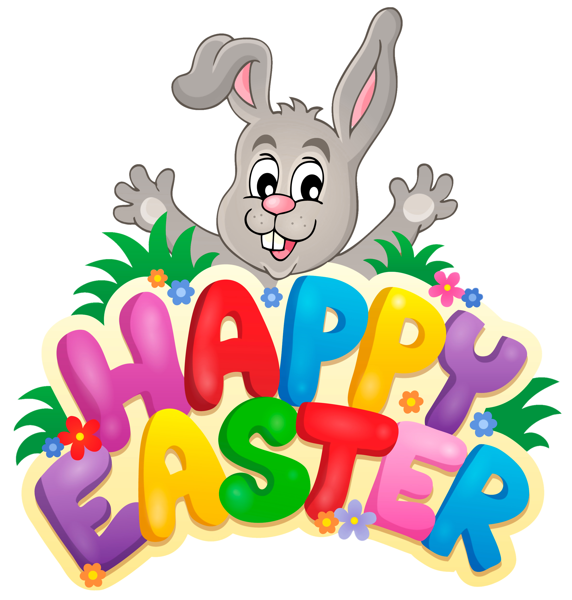 Easter Bunny Clip art - Transparent Happy Easter with Bunny PNG Clipart