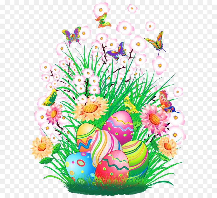 Easter Bunny Easter egg Easter basket Clip art - Transparent Easter Decor with Eggs and Grass PNG Clipart Picture png download - 810*1012 - Free Transparent Easter Bunny png Download.