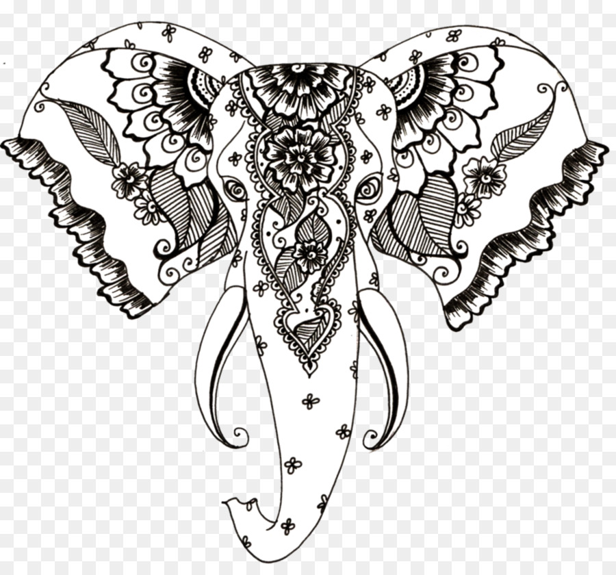 African elephant Henna Tattoo Drawing - elephant motif png download - 931*859 - Free Transparent  png Download.
