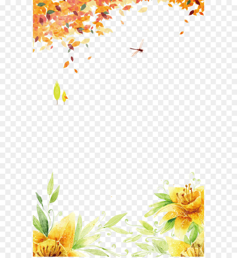 Floral design Yellow Pattern - Fall Border Stock png download - 2666*4000 - Free Transparent Autumn png Download.