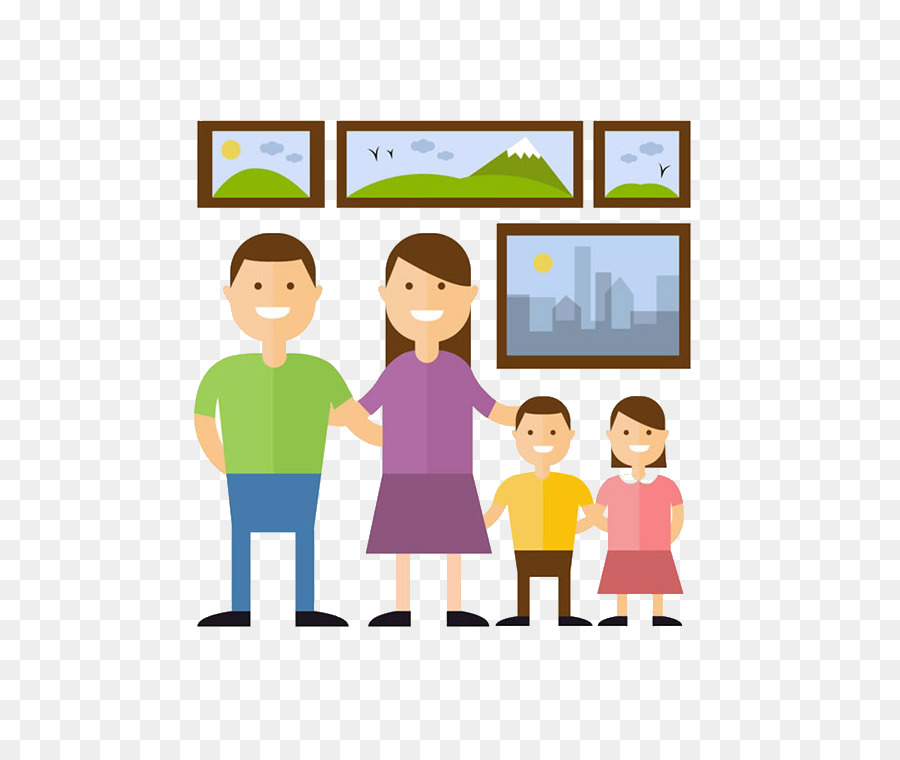 Cartoon Home Silhouette Illustration - Warm family of four png download - 690*752 - Free Transparent  Cartoon png Download.