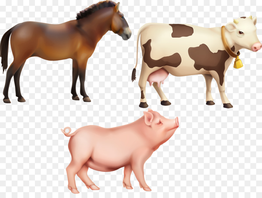 Cattle Horse Farm Clip art - Vector animal livestock cows horse pigs png download - 2748*2030 - Free Transparent Cattle png Download.