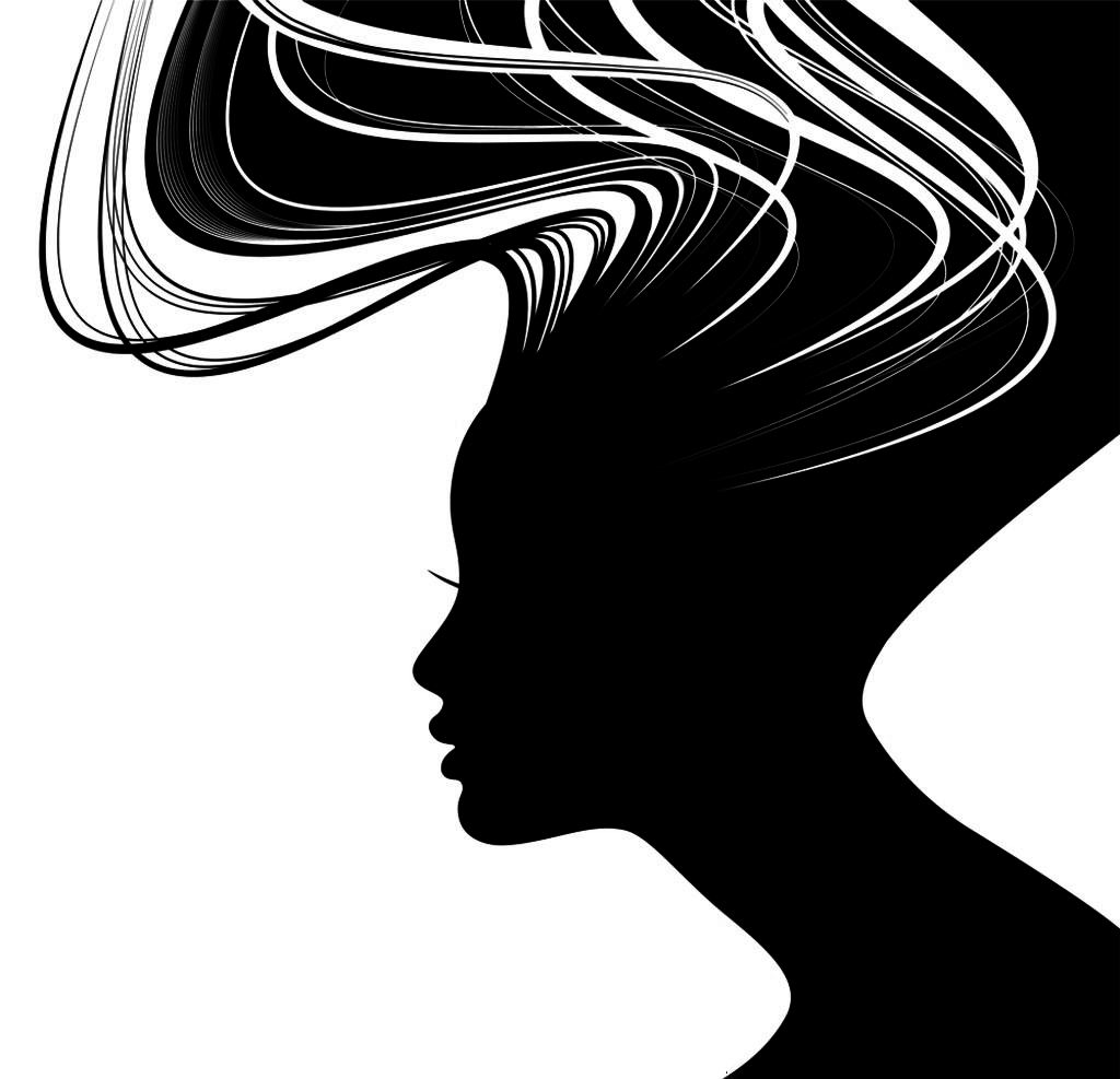 Woman Silhouette Face Illustration - Black long hair beauty shadow png