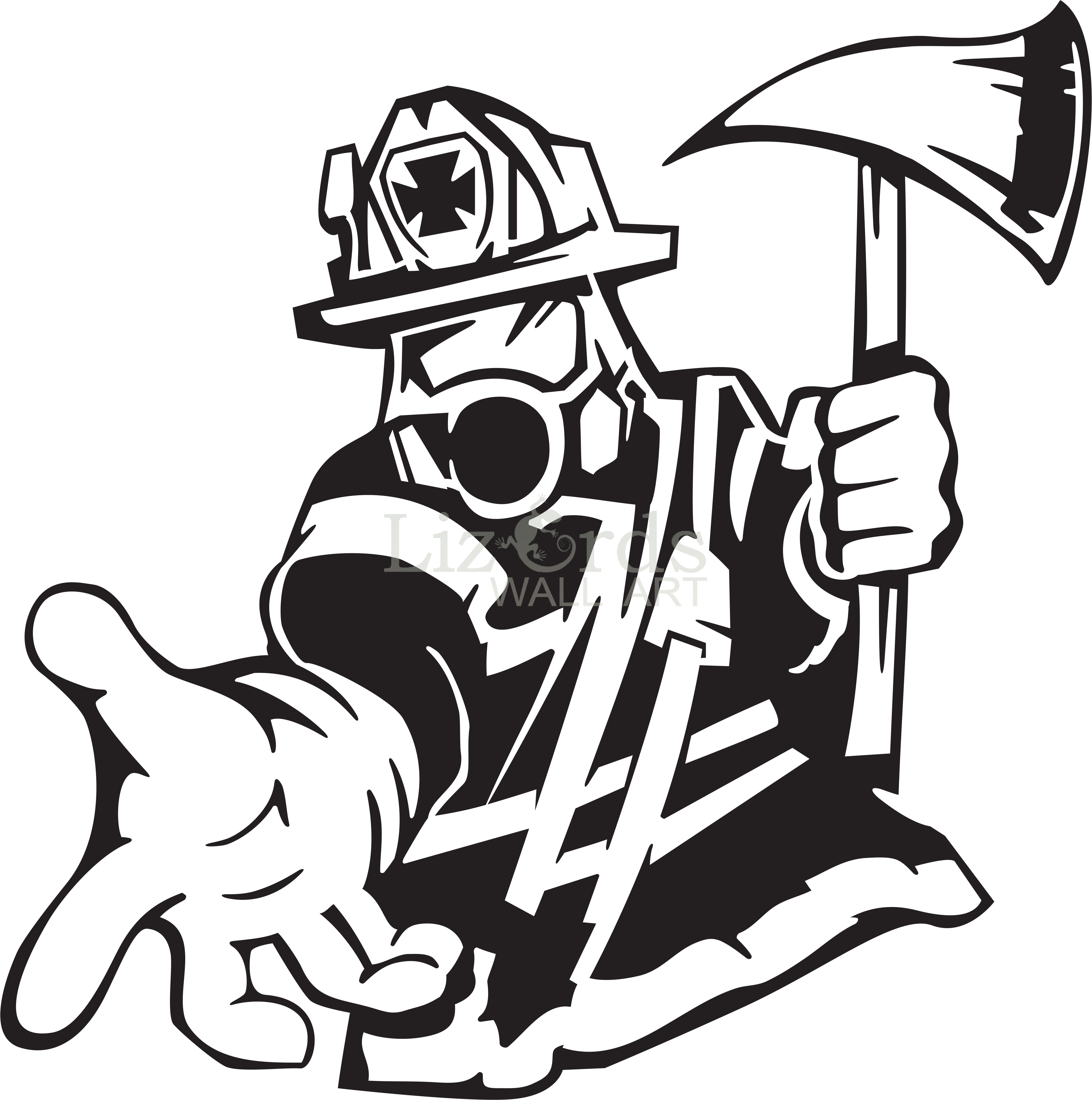 Firefighter Text Sticker Line Art Silhouette Fireman Png Download 3732 3758...