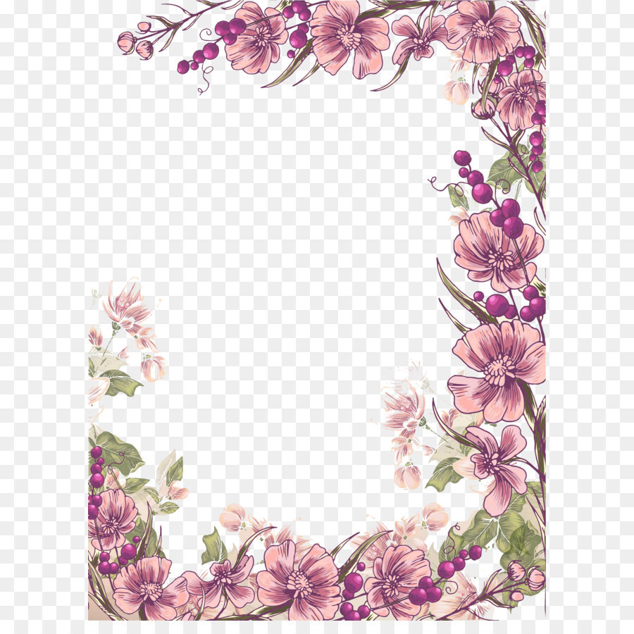 Flower Floral design Euclidean vector Illustration - Ink purple flowers border background png download - 3000*4065 - Free Transparent Flower png Download.