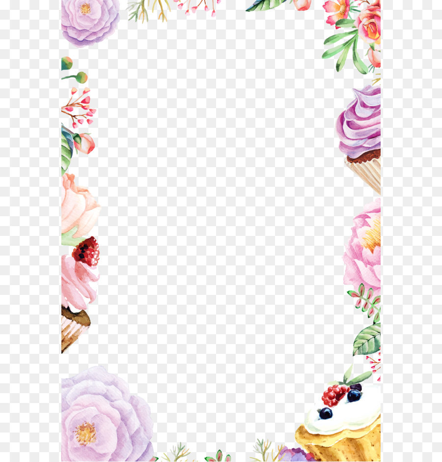 Watercolor painting Flower Drawing - Watercolor flowers background border cake png download - 1350*1950 - Free Transparent Watercolour Flowers png Download.