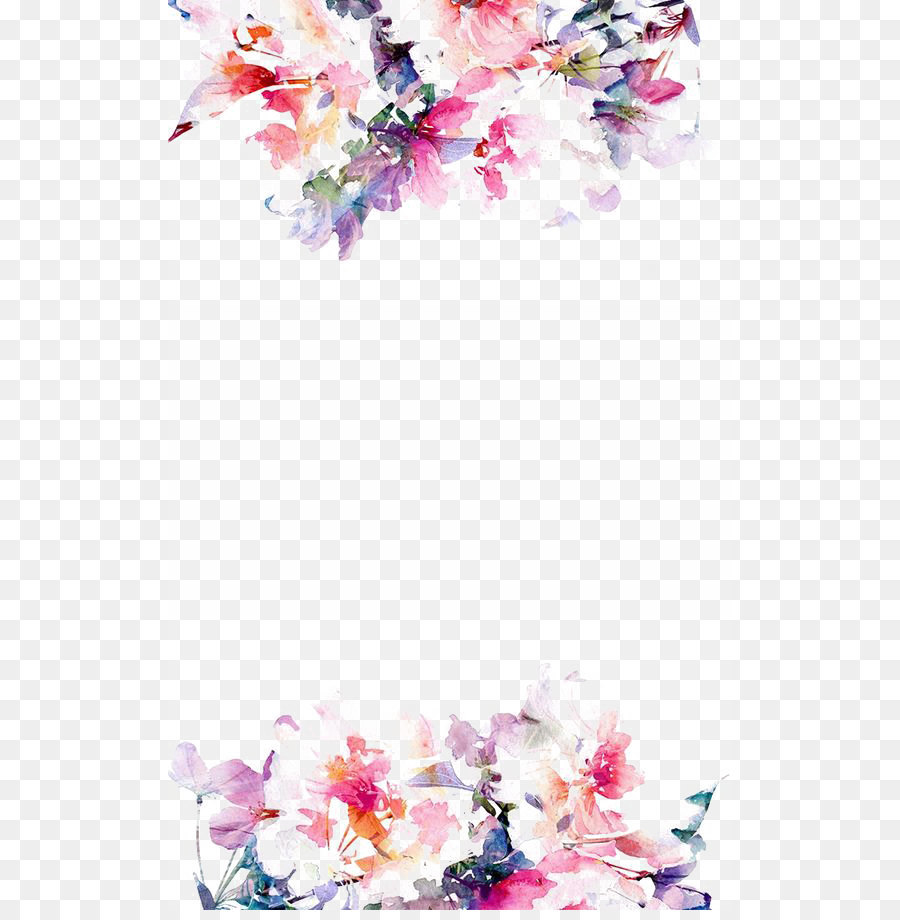 iPhone 5s Flower Paper Wallpaper - Watercolor flowers border png download - 564*910 - Free Transparent Watercolour Flowers png Download.
